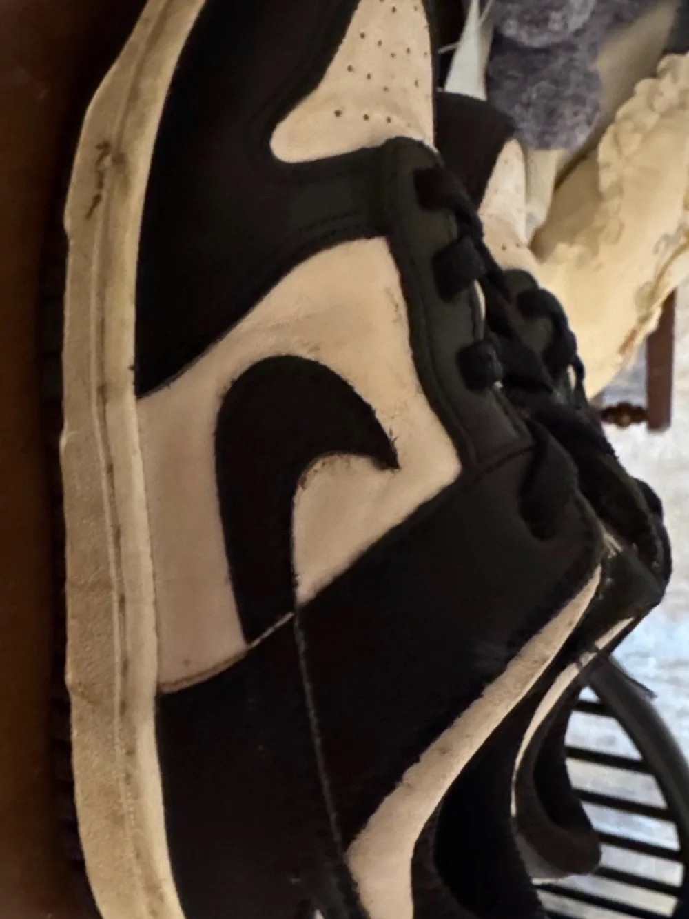 Nike Kids Black and White Low-Top Sneakers with Swoosh Accent